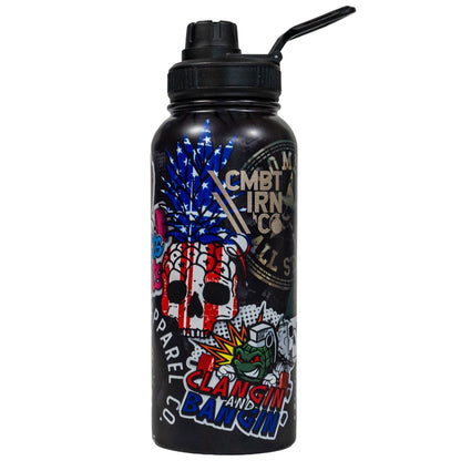 Combat Iron Apparel 32oz Metal Hydration Bottle V2 | 24hr Insulated + Drink Port