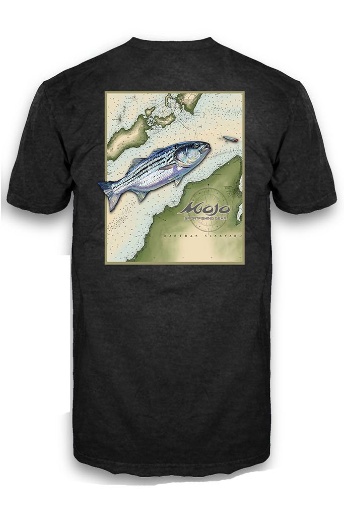 Mojo - Striper Sea Chart Short Sleeve T-Shirt - Angler's Pro Tackle & Outdoors