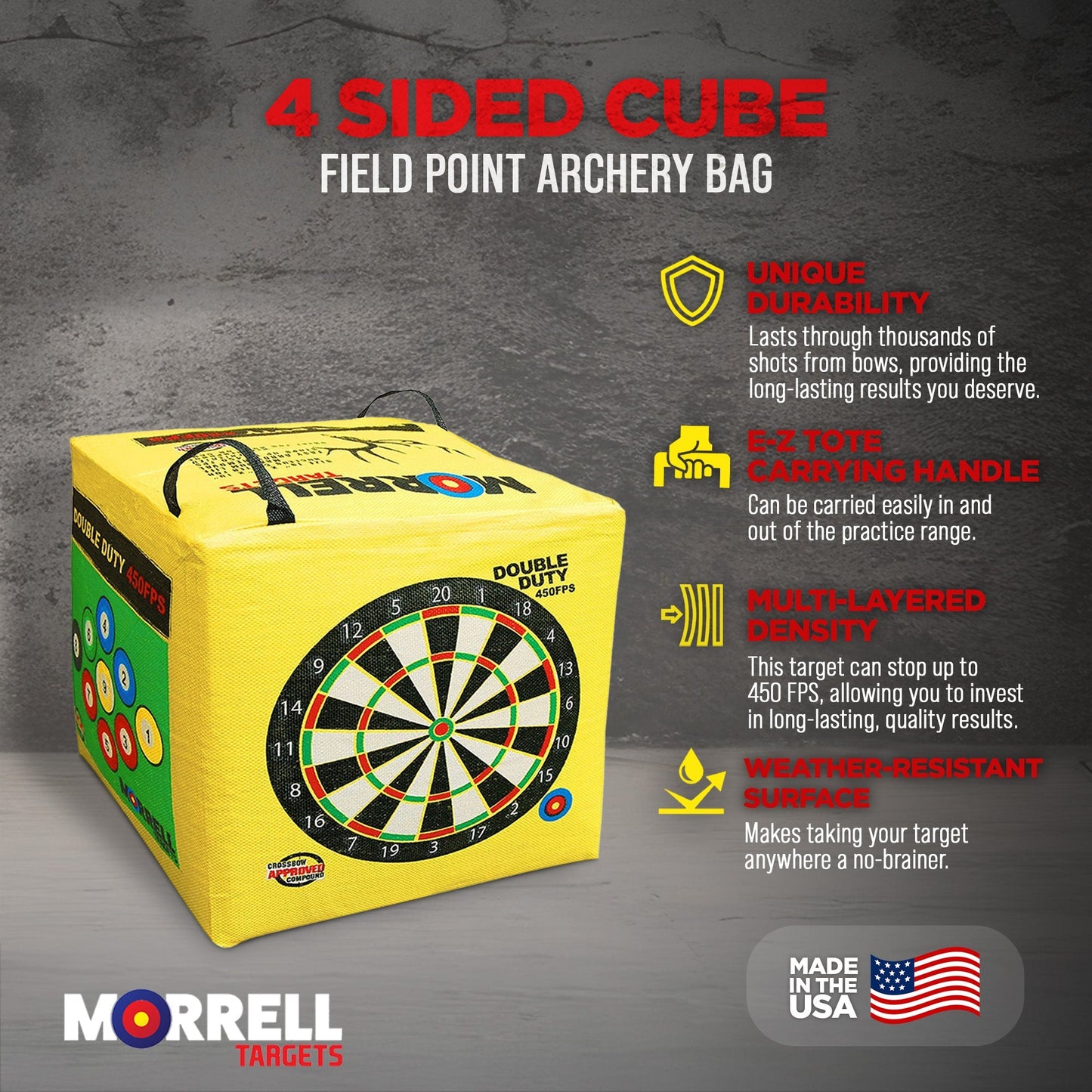 Morrell Double Duty 450 FPS 4 Sided Cube Field Point Archery Bag Target, 2 Pack - Angler's Pro Tackle & Outdoors