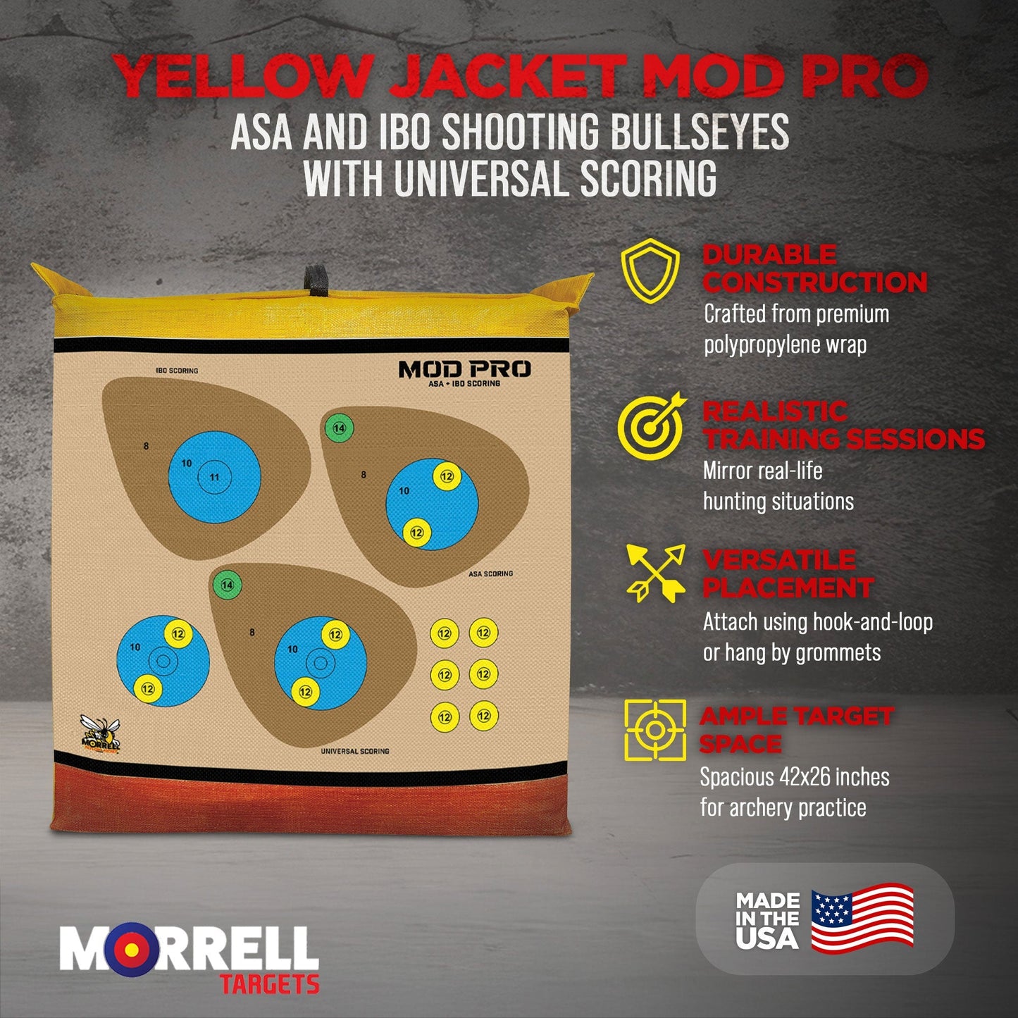 Morrell Yellow Jacket MOD Pro ASA & IBO Shooting Bullseyes with Scoring, 2 Pack - Angler's Pro Tackle & Outdoors