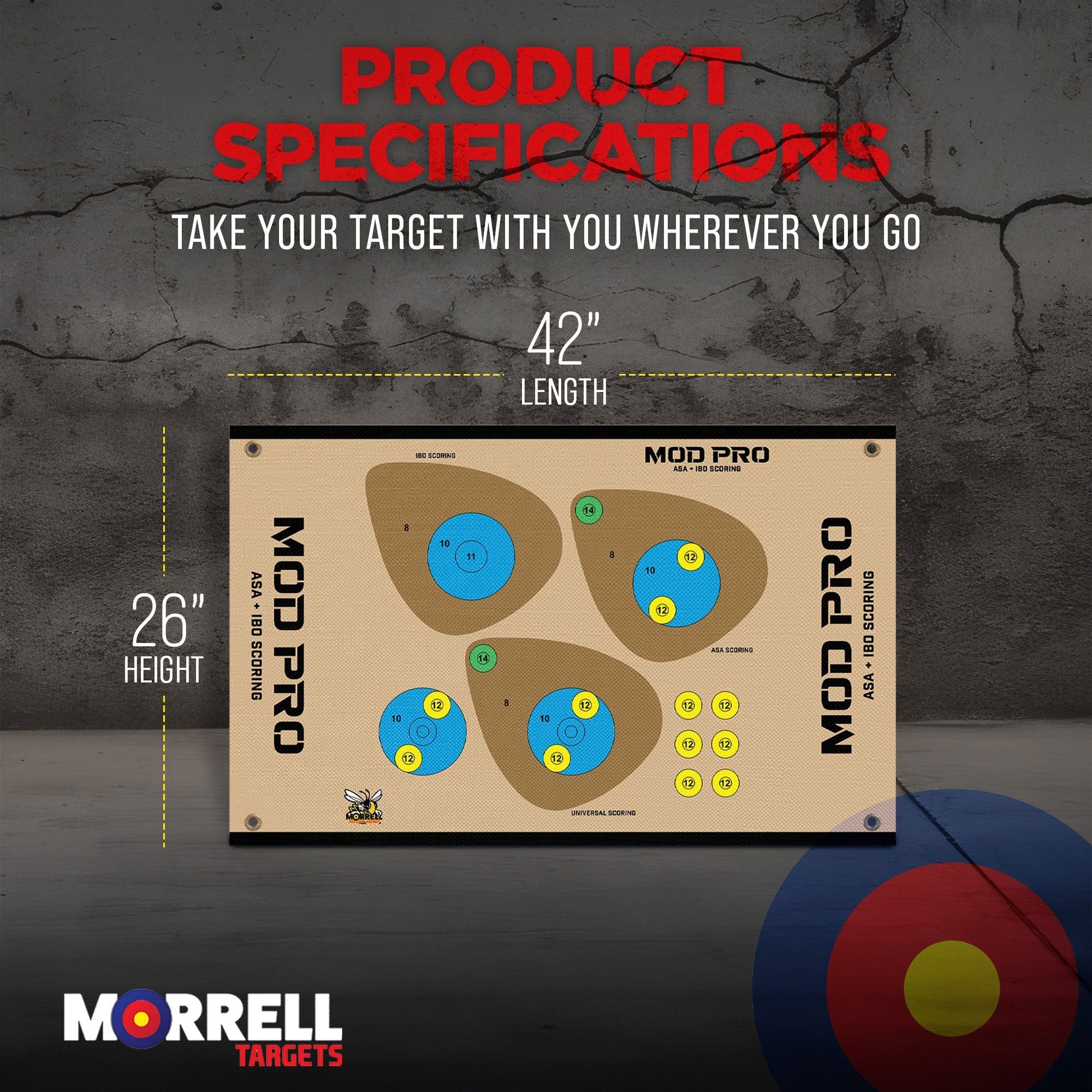 Morrell Yellow Jacket MOD Pro ASA & IBO Shooting Bullseyes with Scoring, 3 Pack - Angler's Pro Tackle & Outdoors