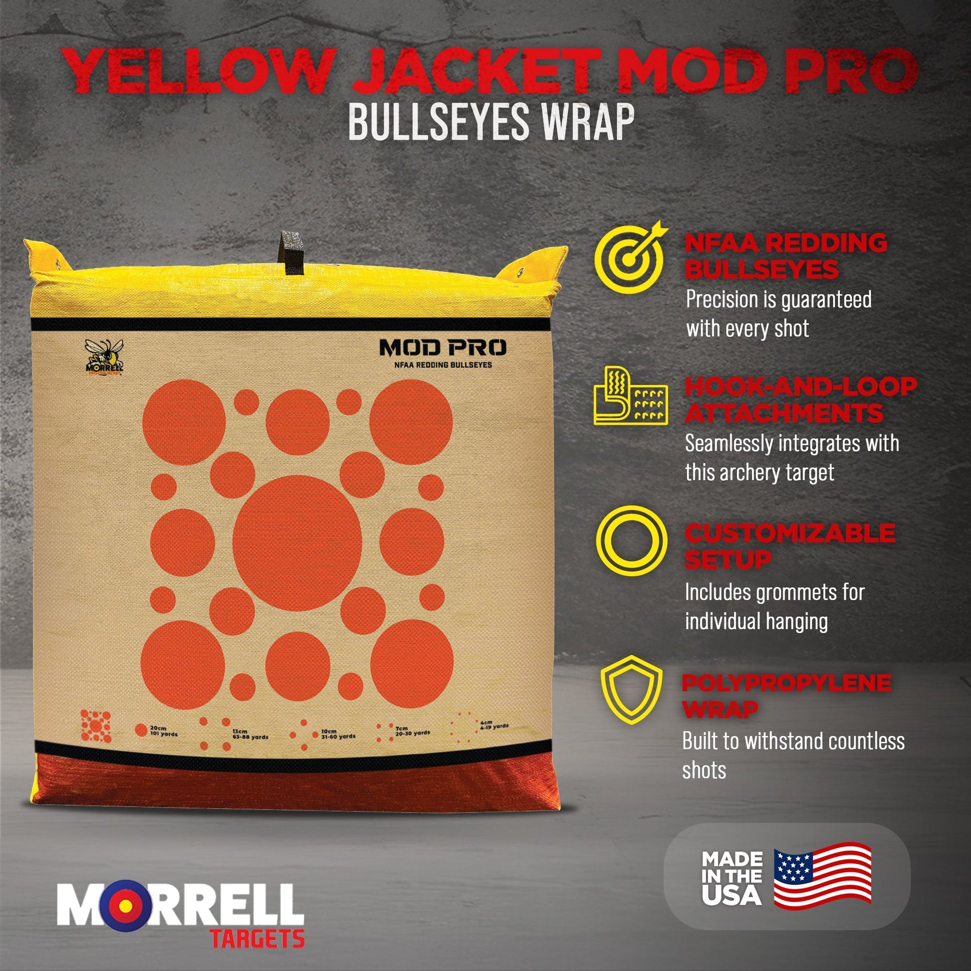 Morrell Yellow Jacket MOD Pro Redding NFAA Bullseyes Wrap with Hook and Loop - Angler's Pro Tackle & Outdoors