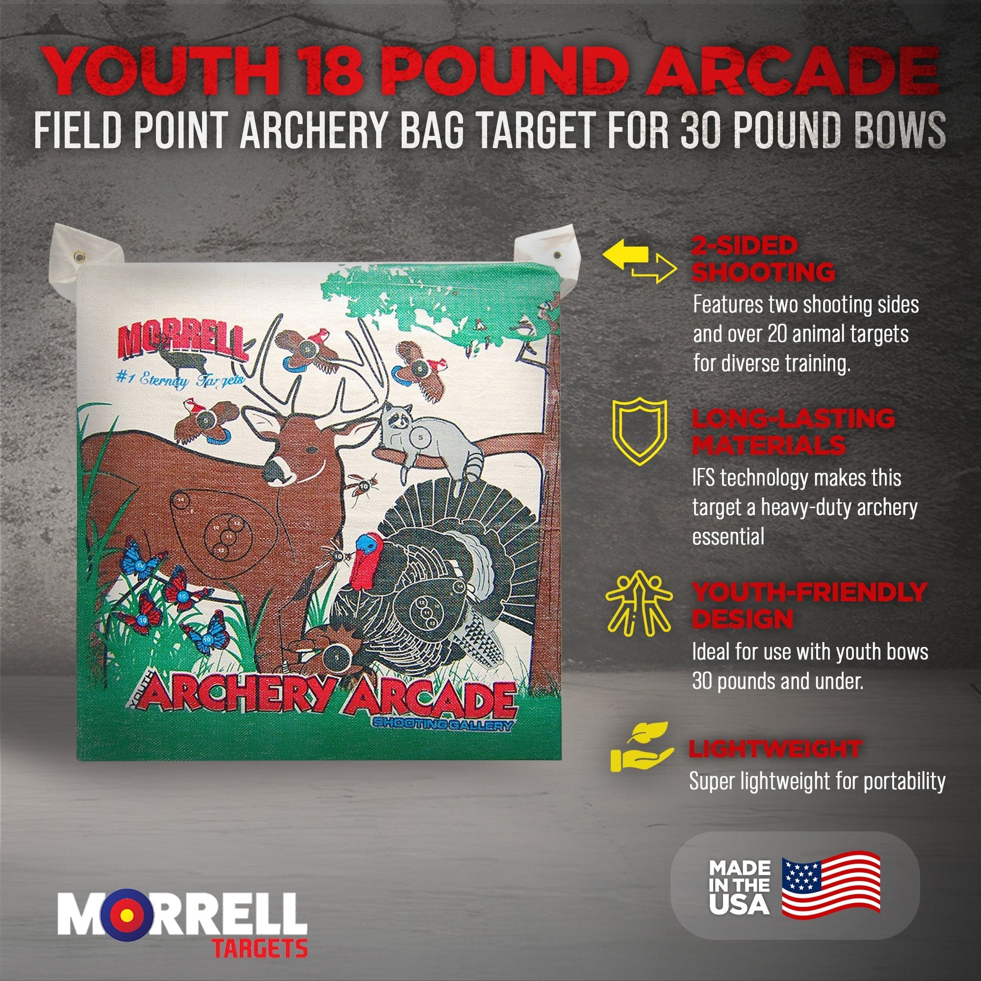 Morrell Youth 18lb Arcade Field Point Archery Bag Target for 30lb Bows, 3 Pack - Angler's Pro Tackle & Outdoors