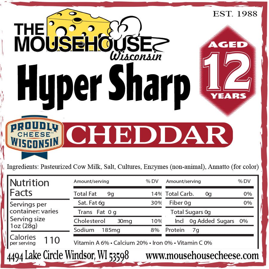 Mousehouse Cheesehaus 12 Year Hyper Sharp Cheddar - Angler's Pro Tackle & Outdoors