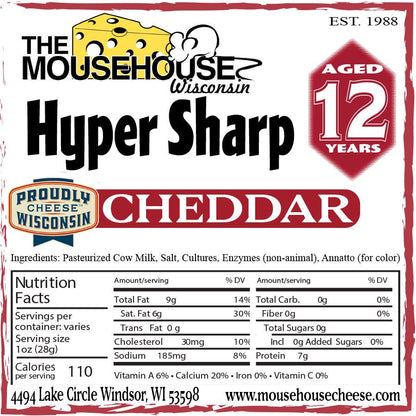 Mousehouse Cheesehaus 12 Year Hyper Sharp Cheddar - Angler's Pro Tackle & Outdoors