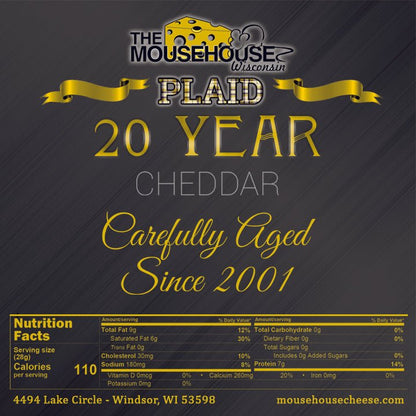 Mousehouse Cheesehaus 20 Year Plaid Aged Cheddar - 8 ounces - Angler's Pro Tackle & Outdoors