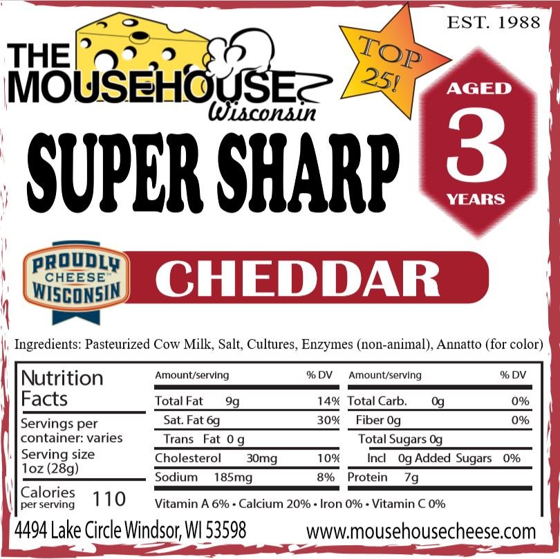 Mousehouse Cheesehaus 3 Year Old Super Sharp Cheddar - Angler's Pro Tackle & Outdoors