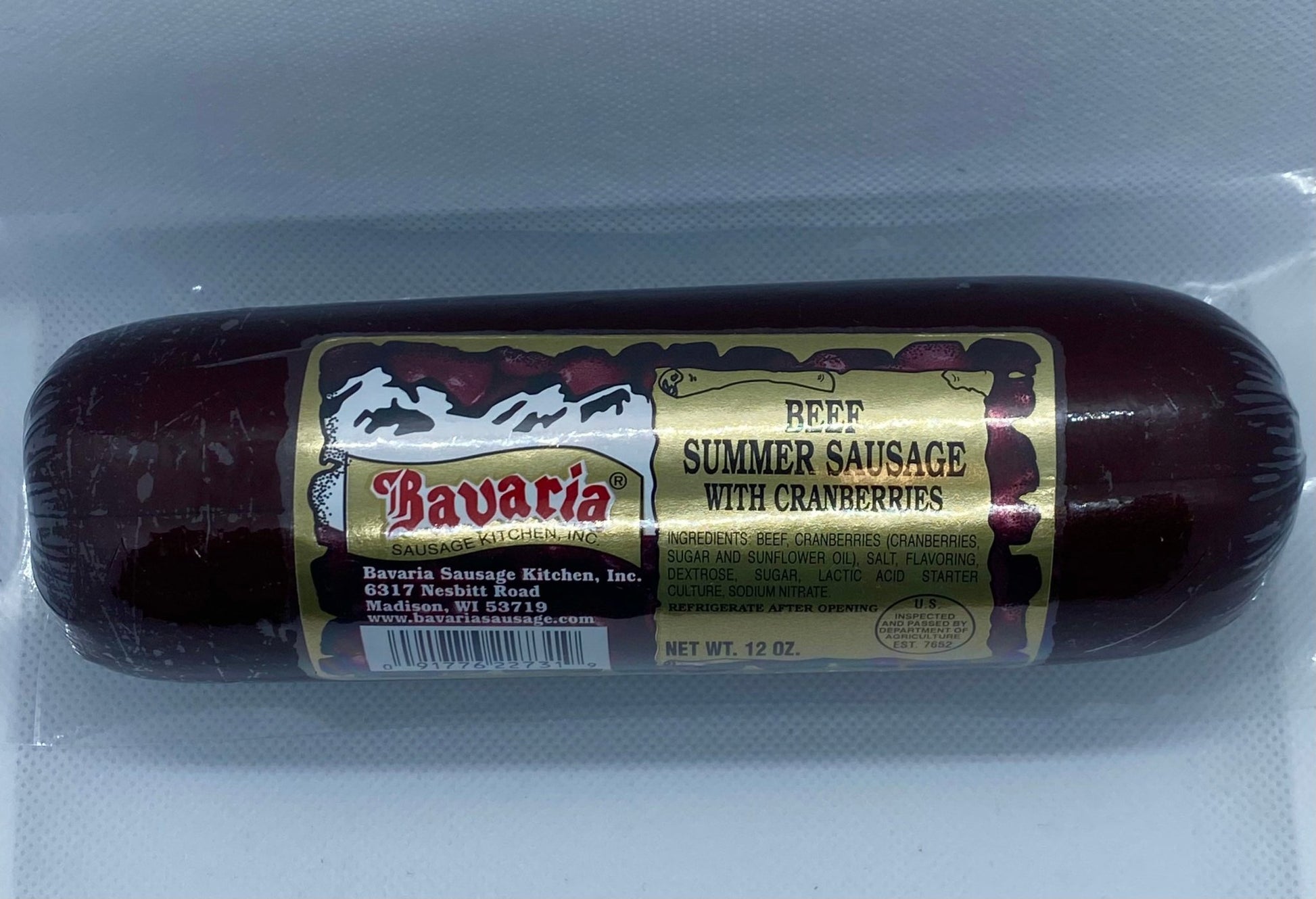 Mousehouse Cheesehaus Bavaria Beef Summer Sausage with Cranberries, 12oz - Angler's Pro Tackle & Outdoors