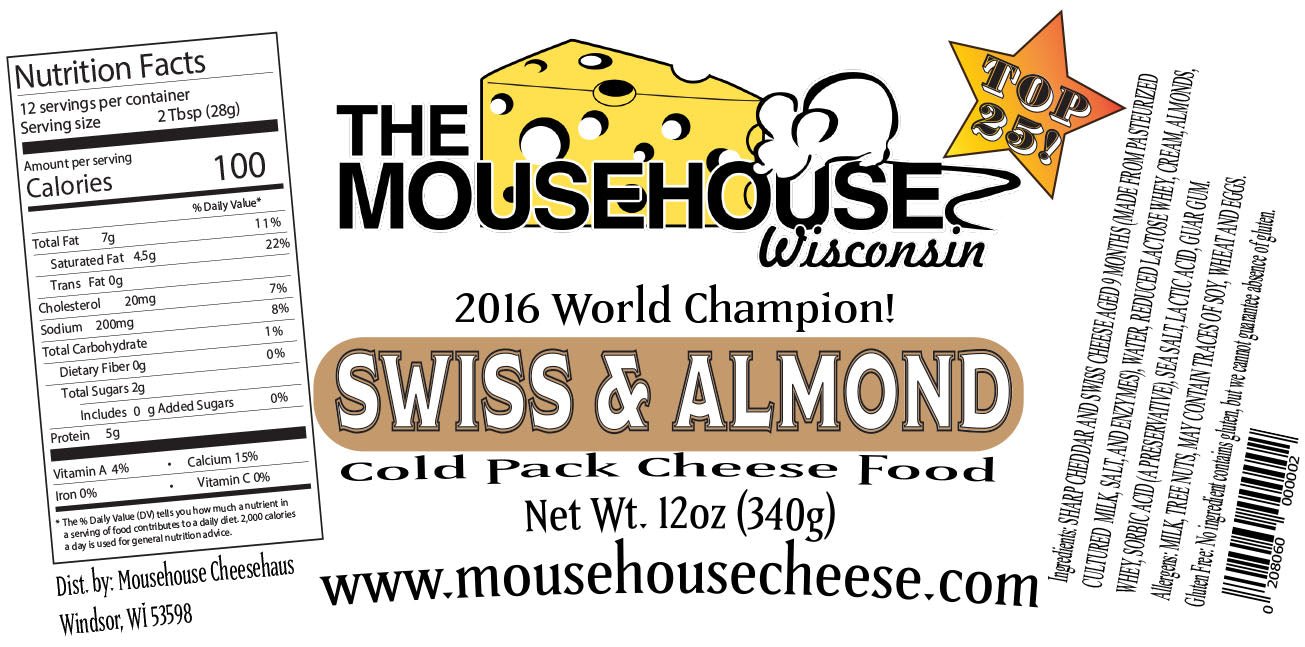 Mousehouse Cheesehaus Swiss & Almond Cheddar Spread, 12 oz - Angler's Pro Tackle & Outdoors