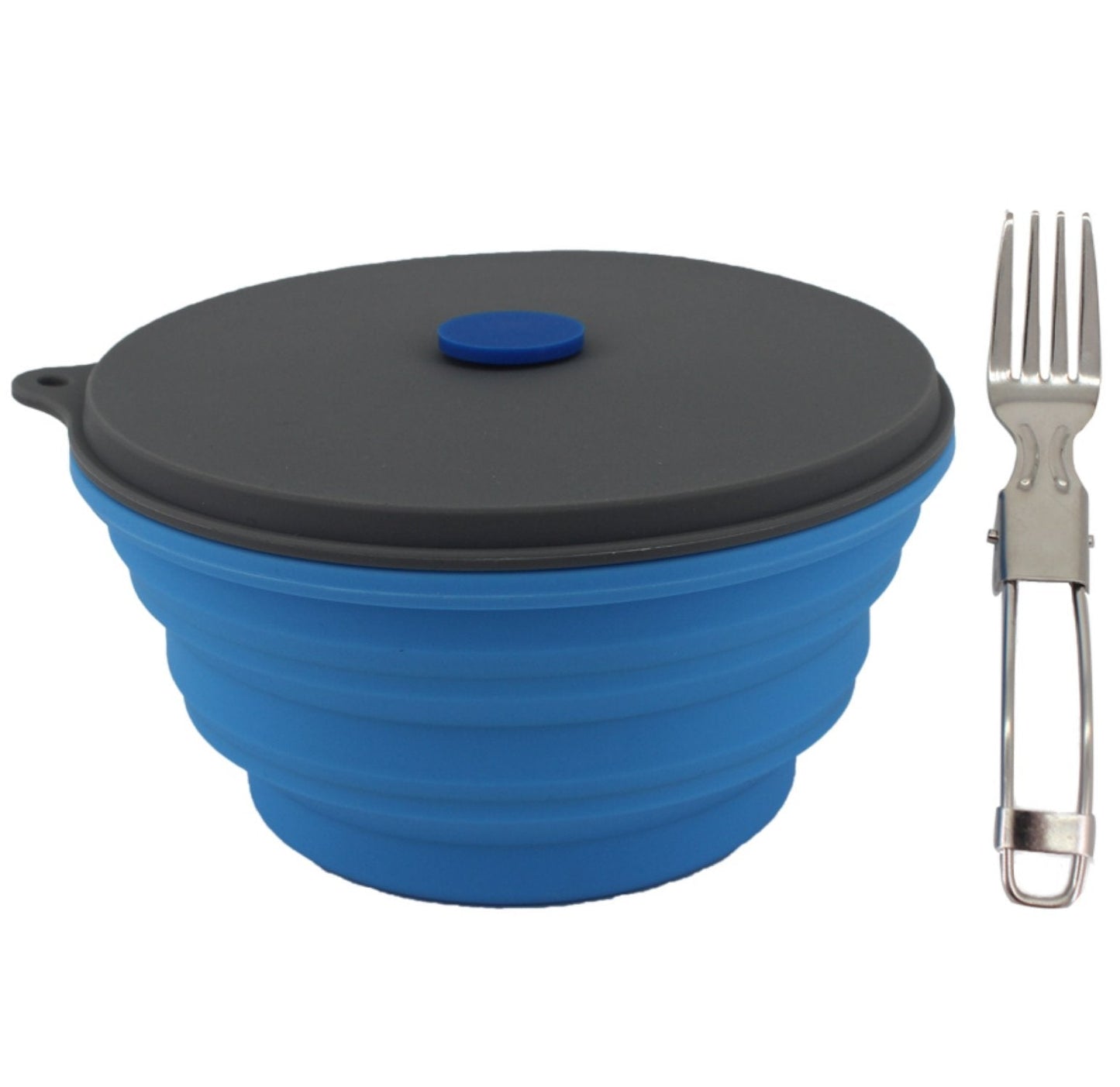 Mr. Peanut's 30oz Collapsible Silicone Camping Bowl with Lid & Foldable Fork - Angler's Pro Tackle & Outdoors