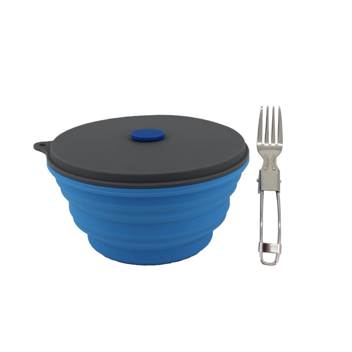 Mr. Peanut's 30oz Collapsible Silicone Camping Bowl with Lid & Foldable Fork - Angler's Pro Tackle & Outdoors