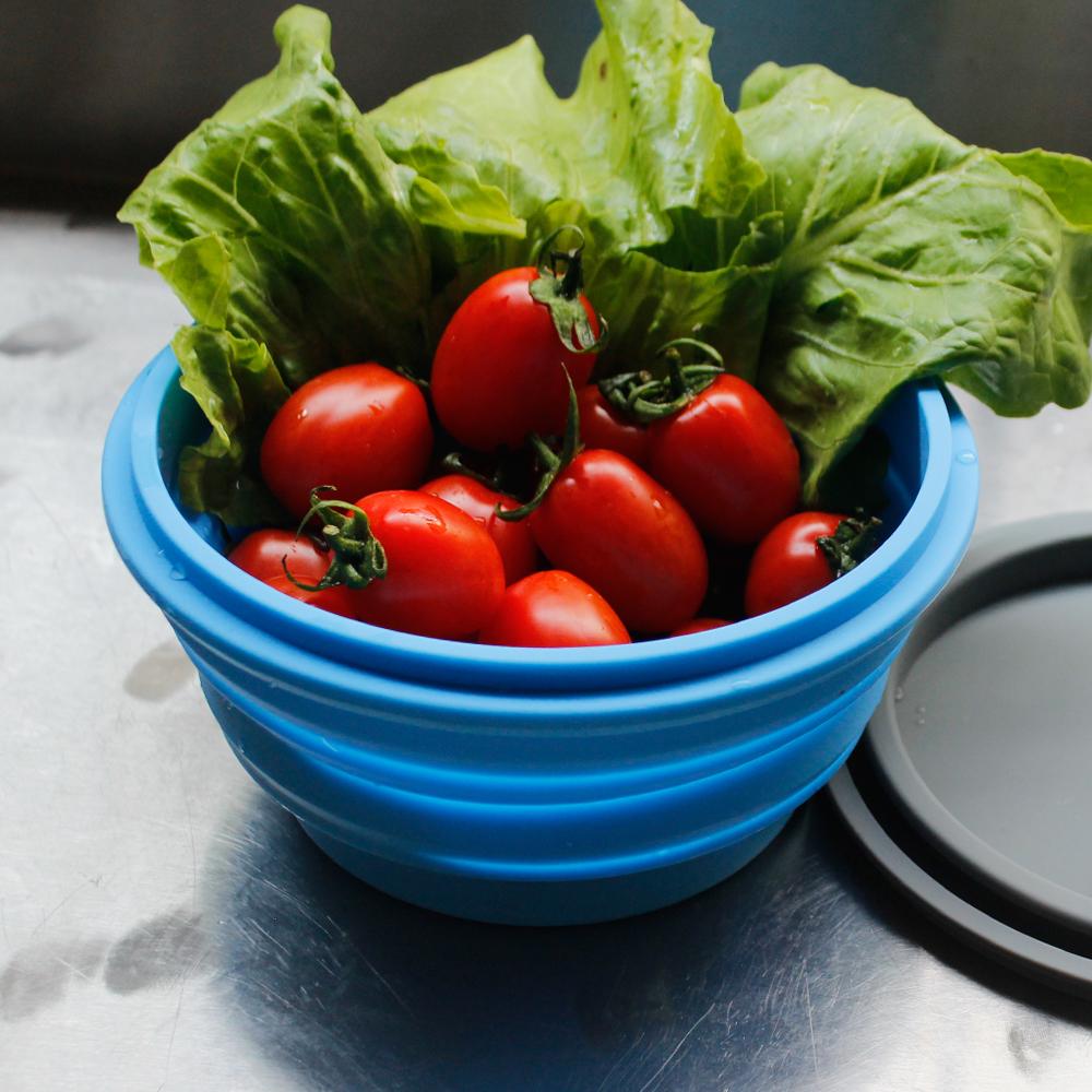 Mr. Peanut's 30oz Collapsible Silicone Camping Bowl with Lid & Foldable Fork - Angler's Pro Tackle & Outdoors