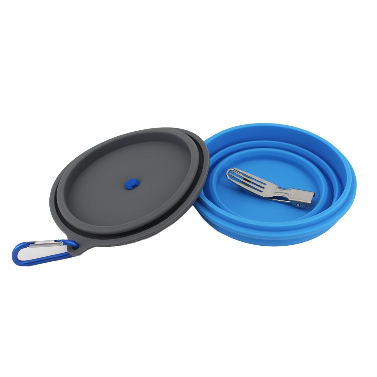 Mr. Peanut's 30oz Collapsible Silicone Camping Bowl with Lid & Foldable Fork - Angler's Pro Tackle & Outdoors