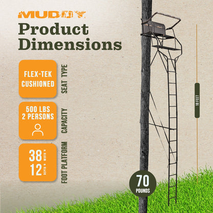Muddy Heavy Duty Treestand Droptine 2 Person Outdoor Ladder Stand for Hunting - Angler's Pro Tackle & Outdoors