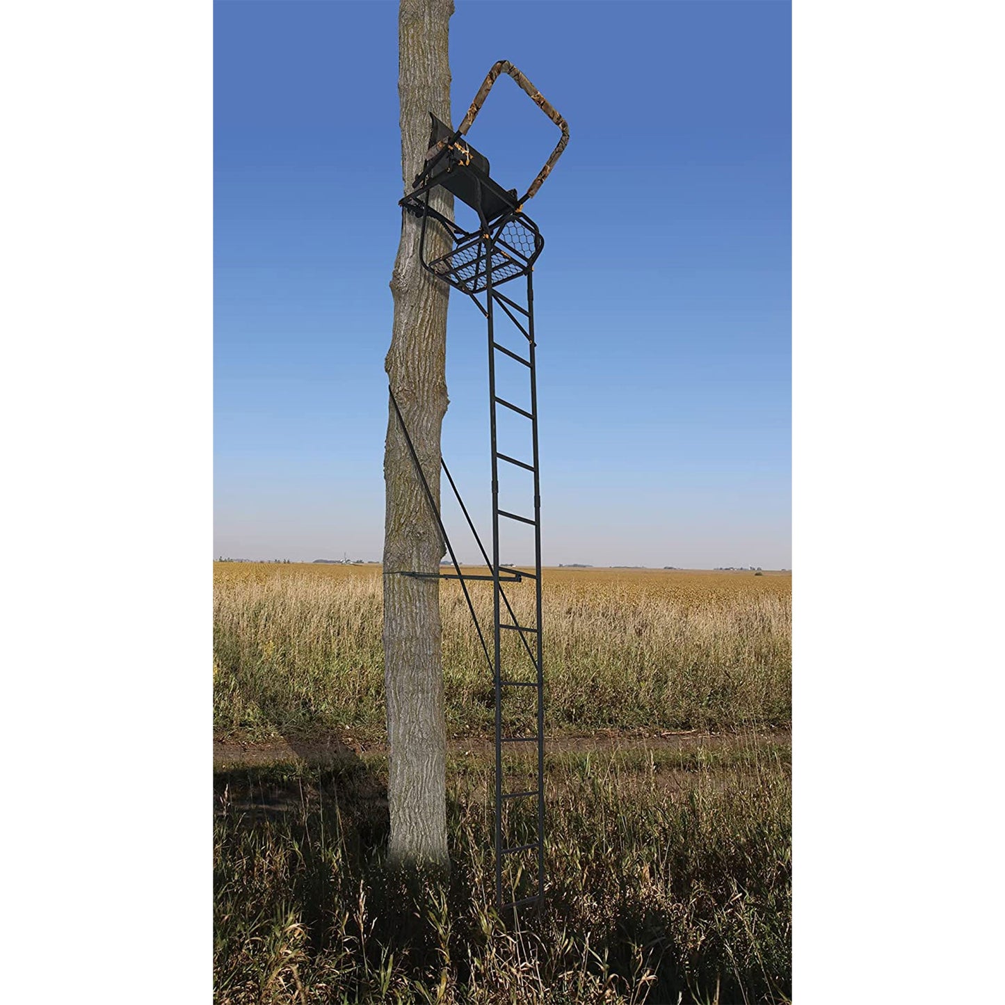 Muddy Huntsman Deluxe 17 - Foot 1 Person Hunting Deer Ladder Tree Stand, Black - Angler's Pro Tackle & Outdoors