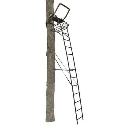 Muddy Huntsman Deluxe 17 - Foot 1 Person Hunting Deer Ladder Tree Stand, Black - Angler's Pro Tackle & Outdoors