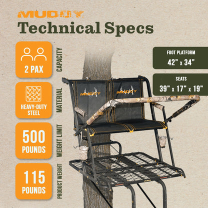 Muddy MLS2601 Nexus XTL 20 Foot Tall 2 Person Deer Hunting Ladder Tree Stand - Angler's Pro Tackle & Outdoors