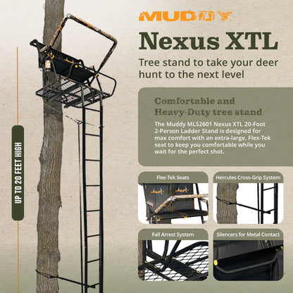 Muddy MLS2601 Nexus XTL 20 Foot Tall 2 Person Deer Hunting Ladder Tree Stand - Angler's Pro Tackle & Outdoors