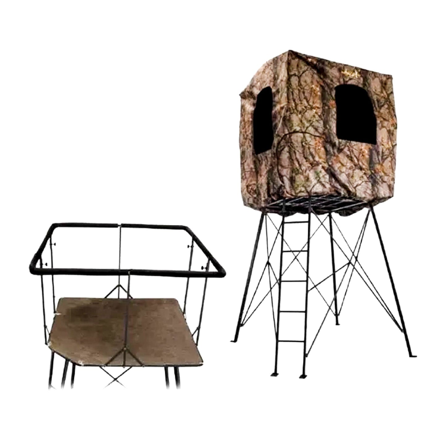 Muddy Quad Pod Hunting Stand 12 Foot Elevated Deer Blind with Camouflage Cover - Angler's Pro Tackle & Outdoors