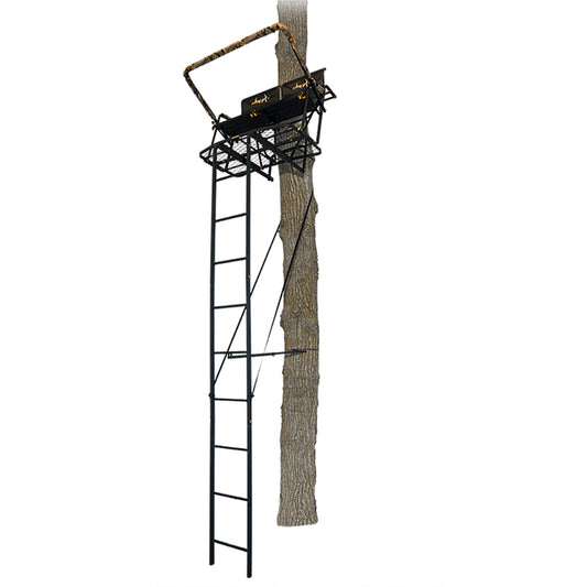 Muddy Rebel 2.5 17 - Foot Tall Adjustable 2 Person Deer Hunting Ladder Tree Stand - Angler's Pro Tackle & Outdoors