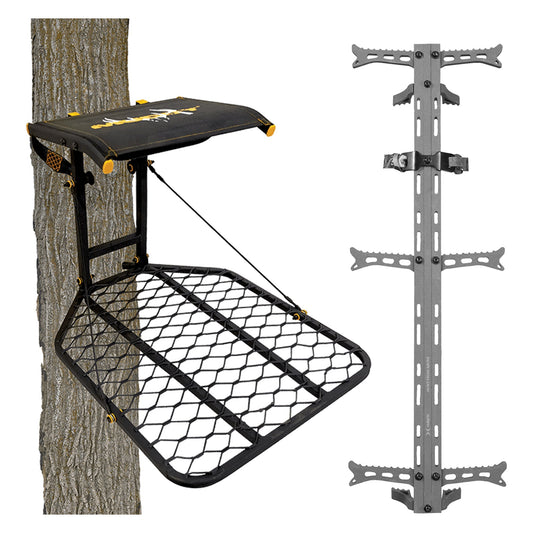 Muddy The Boss Hang On Hunting Tree Stand & Hawk Helium Set of 3 Climbing Sticks - Angler's Pro Tackle & Outdoors