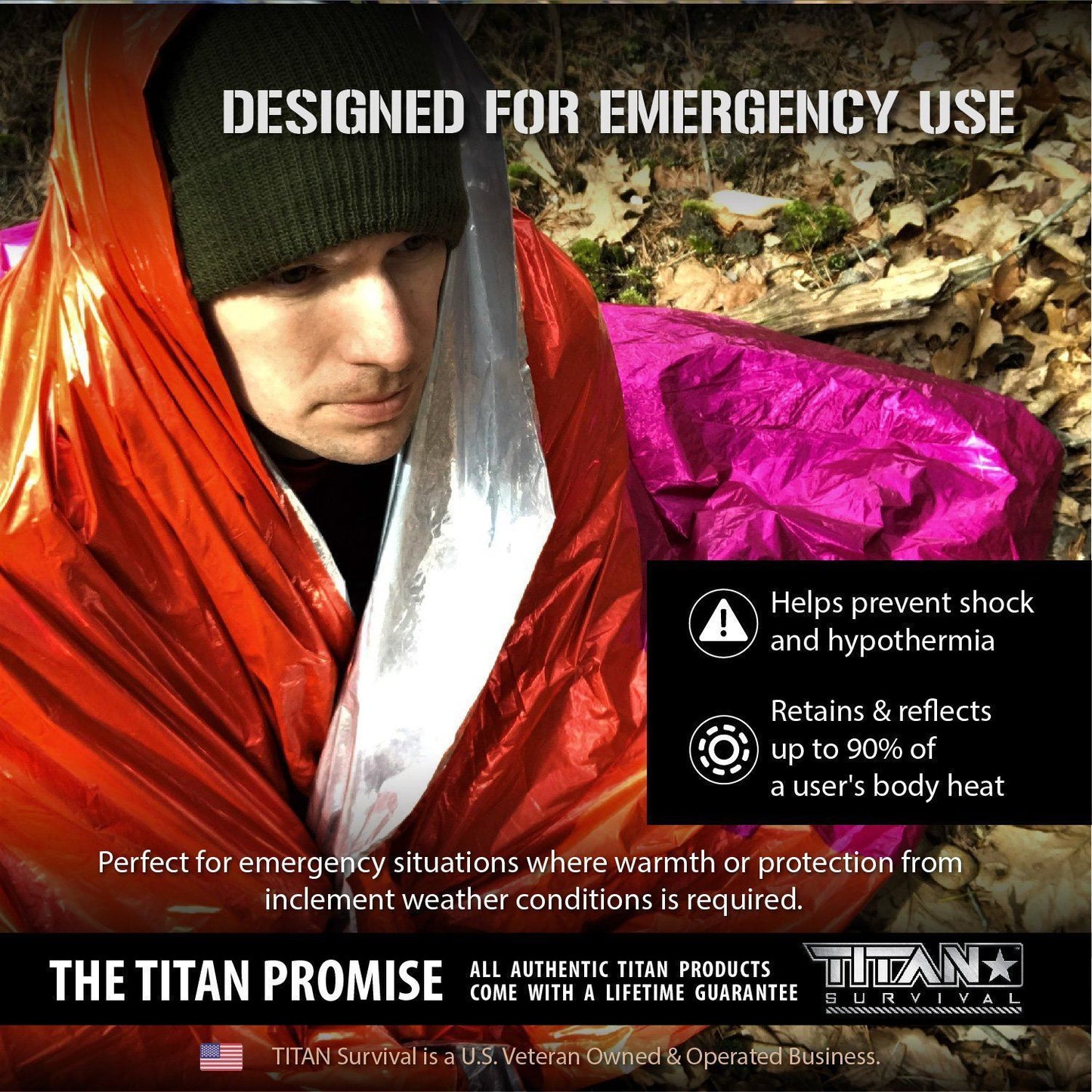 TITAN Survival XL Emergency Survival Blankets, 5-Pack
