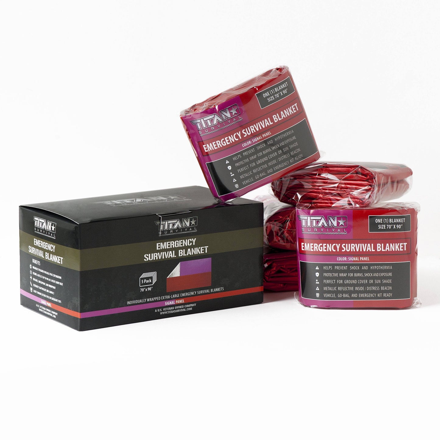 TITAN Survival XL Emergency Survival Blankets, 5-Pack