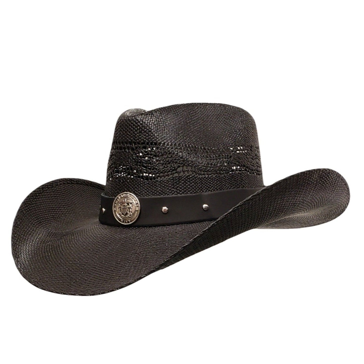 Gone Country NAVY HEROES BLACK SHANTUNG STRAW