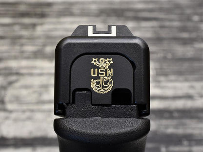 Milspin Custom Engraved NAVY Glock Slide Back Plates (Most Popular)