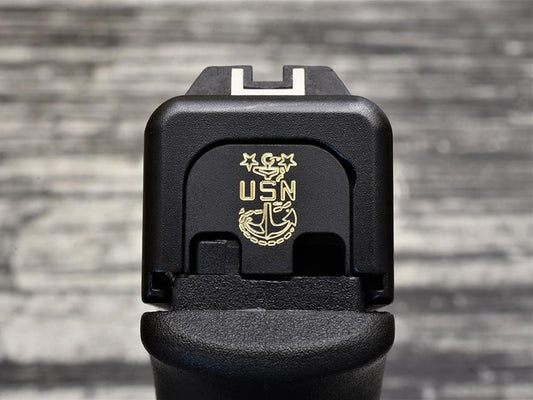 Milspin Custom Engraved NAVY Glock Slide Back Plates (Most Popular)