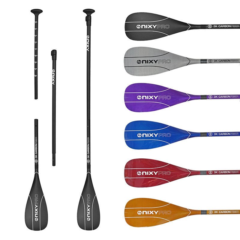 NIXY 3 - Piece Adjustable 100% 3K Color Carbon Fiber SUP Pro Paddle - Angler's Pro Tackle & Outdoors