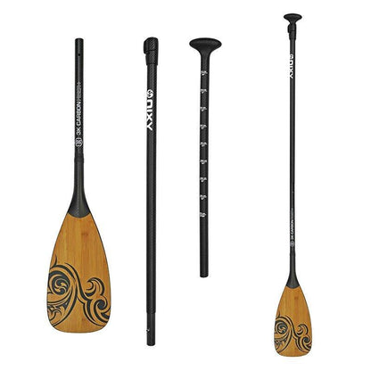 NIXY 3 - Piece Adjustable 100% Carbon Fiber SUP Pro Paddle with Bamboo - Angler's Pro Tackle & Outdoors
