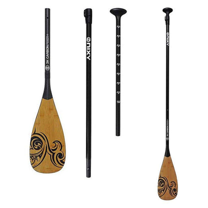 NIXY 3 - Piece Adjustable 100% Carbon Fiber SUP Pro Paddle with Bamboo - Angler's Pro Tackle & Outdoors
