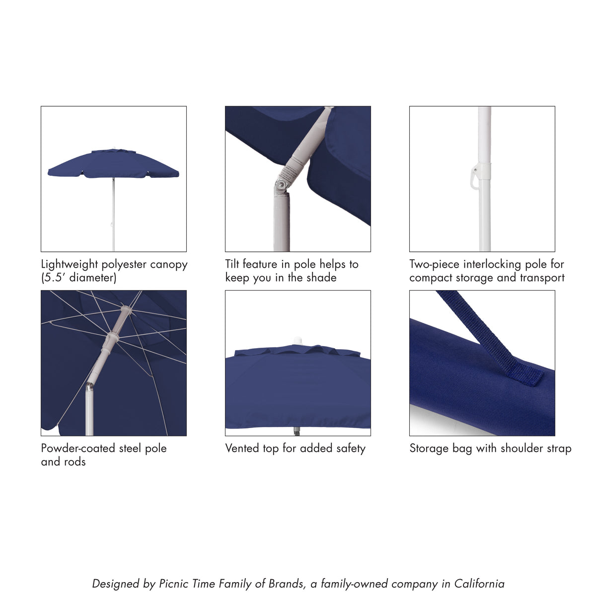 Picnic Time 5.5 Ft. Portable Beach Umbrella