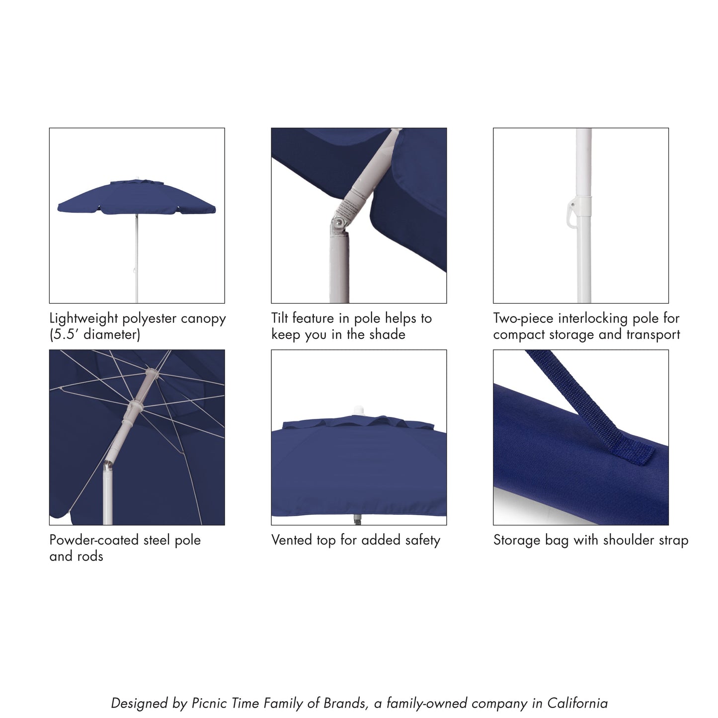 Picnic Time 5.5 Ft. Portable Beach Umbrella