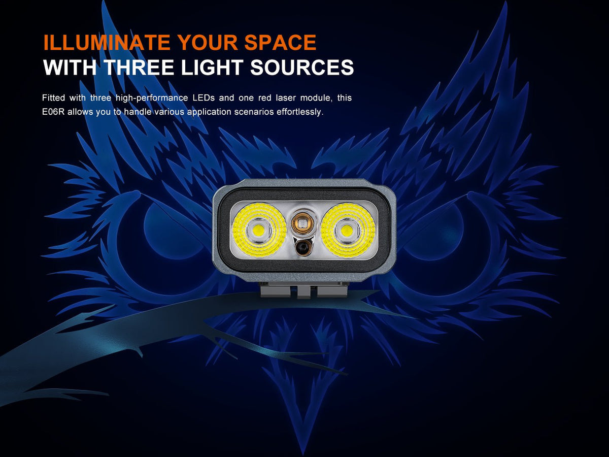 Fenix E06R Keychain Light with White, UV, and Red Laser Lights