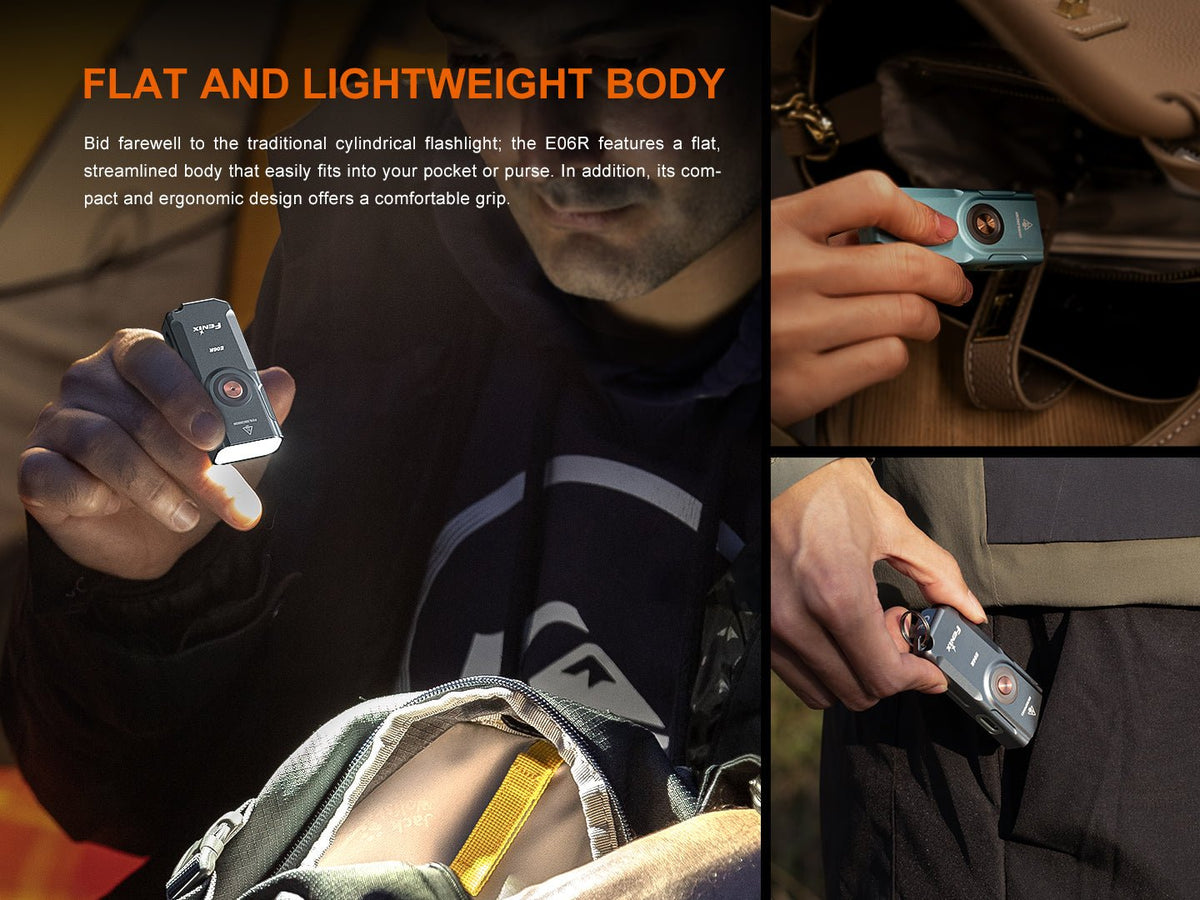 Fenix E06R Keychain Light with White, UV, and Red Laser Lights