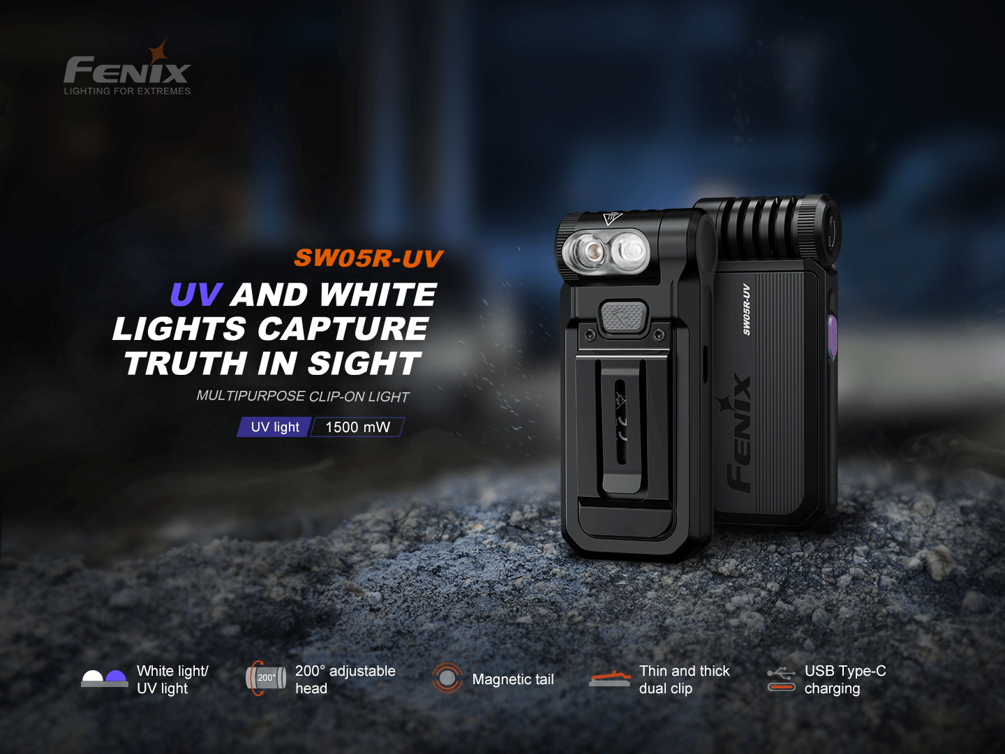 Fenix SW05R Multipurpose Clip-On Light with Red or UV Output