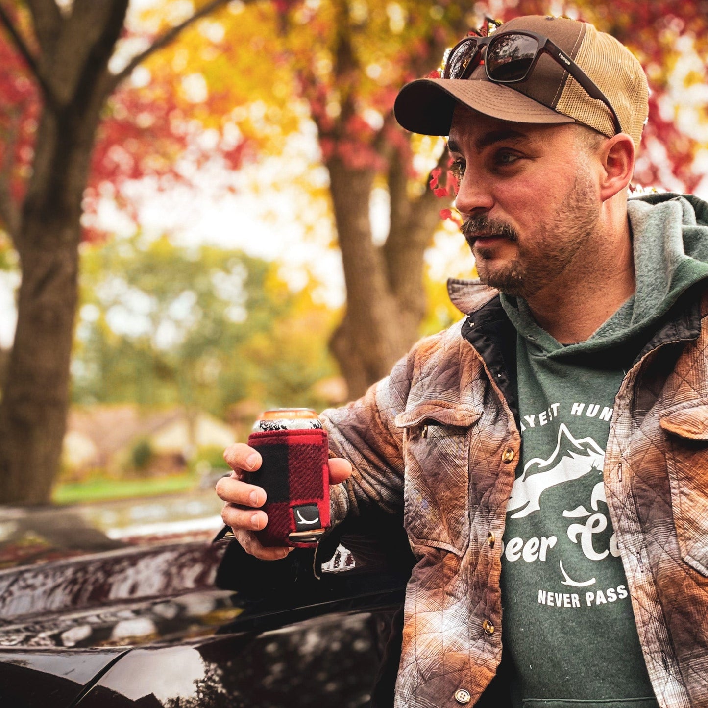 Okayest Hunter - Buffalo Plaid OH Can Cooler - Angler's Pro Tackle & Outdoors