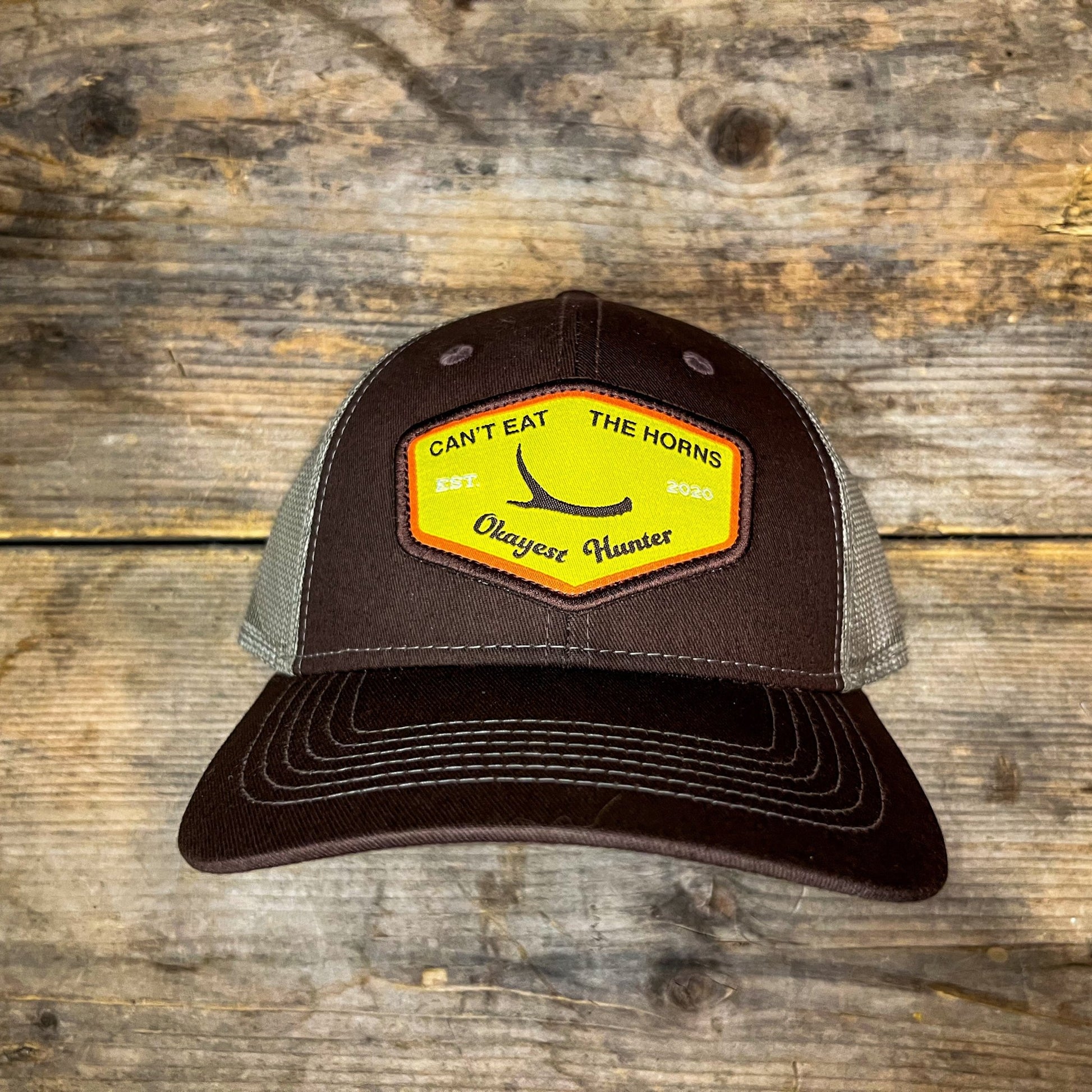 Okayest Hunter - "Can't Eat The Horns" Brown / Yellow Patch Hat - Angler's Pro Tackle & Outdoors