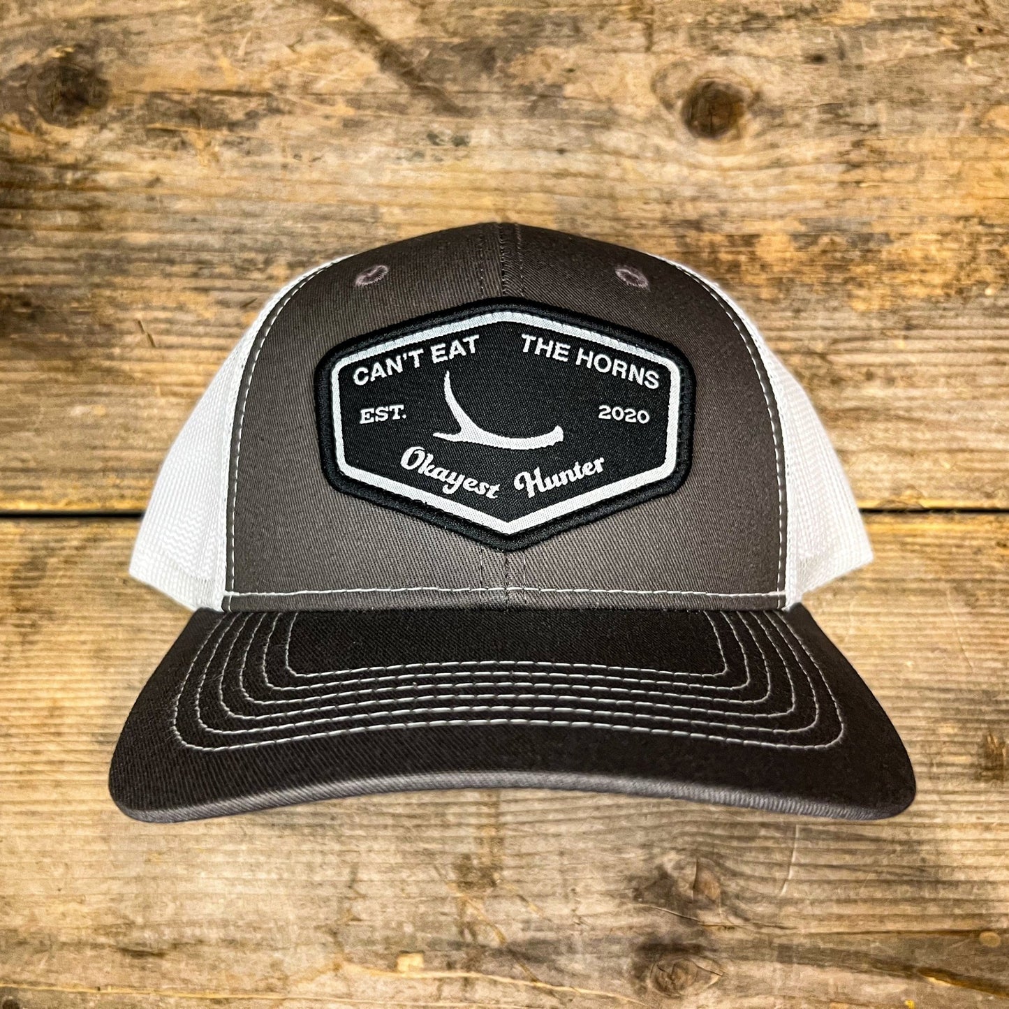 Okayest Hunter - "Can't Eat The Horns" Charcoal / White Patch Hat - Angler's Pro Tackle & Outdoors