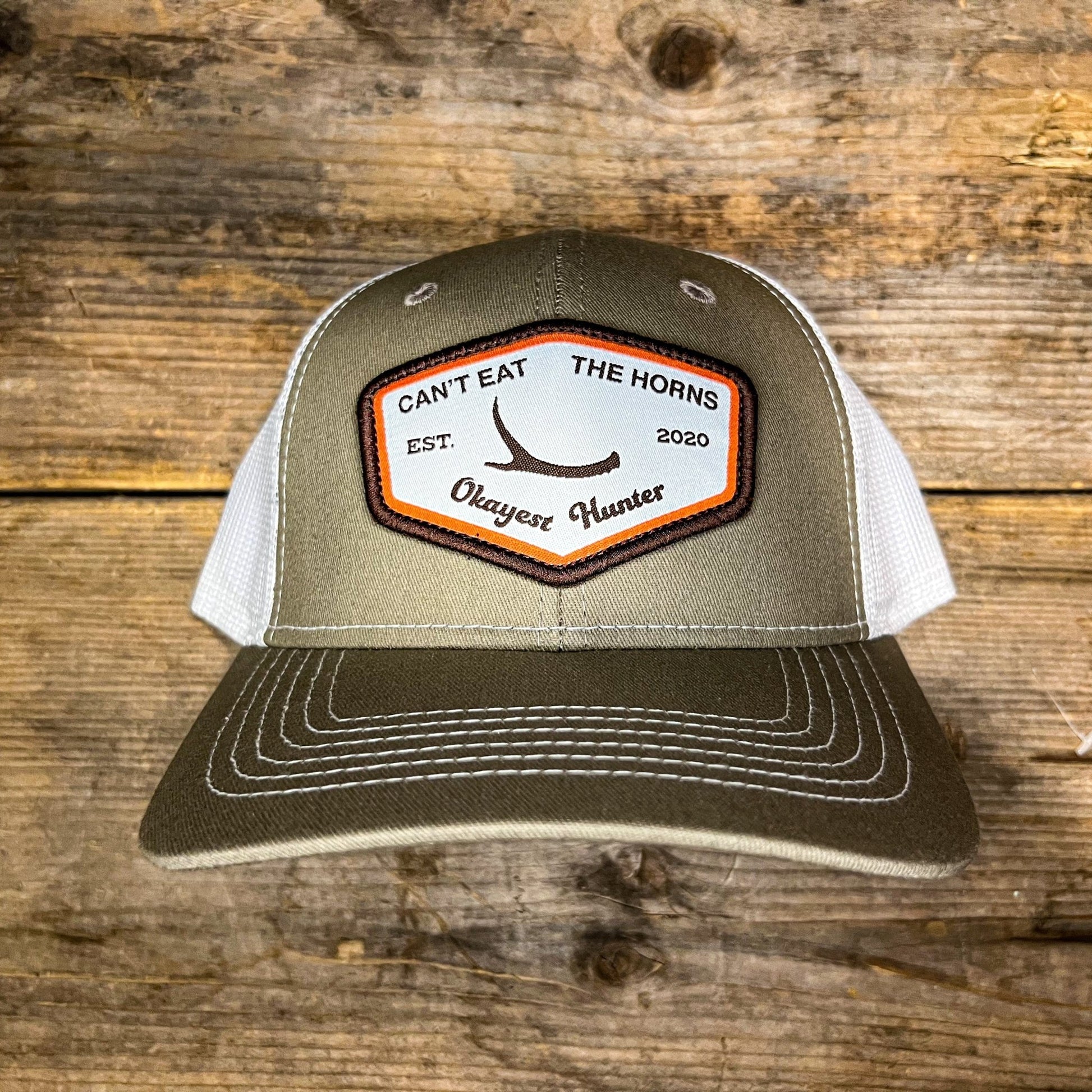 Okayest Hunter - "Can't Eat The Horns" Khaki / White Patch Hat - Angler's Pro Tackle & Outdoors