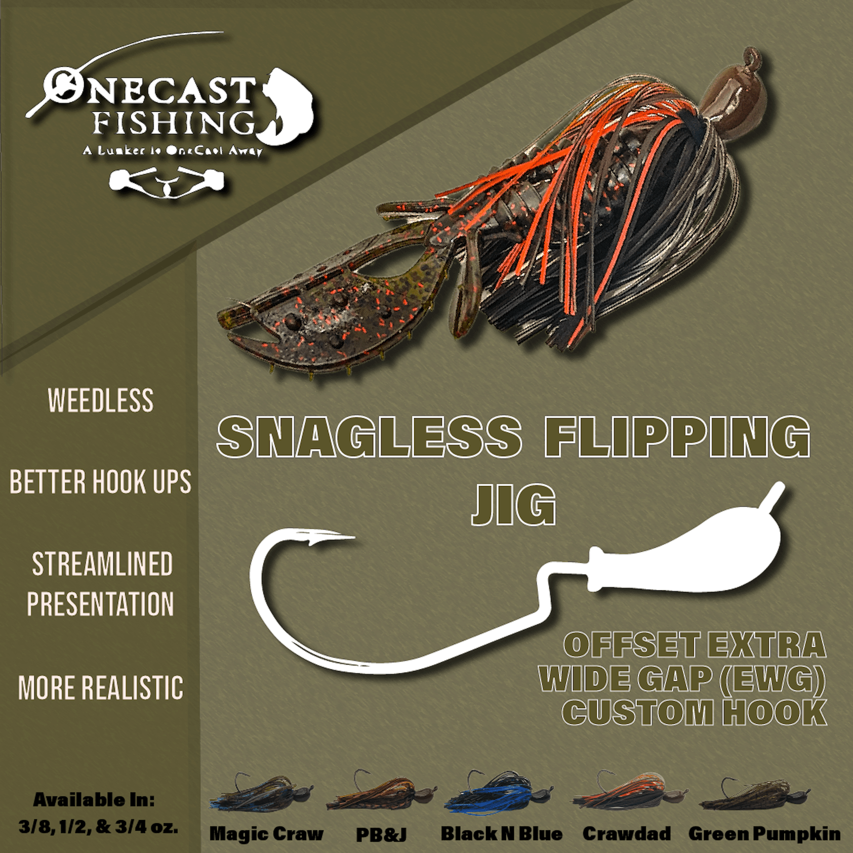 OneCast Fishing Snagless Flipping Jig - Angler's Pro Tackle & Outdoors