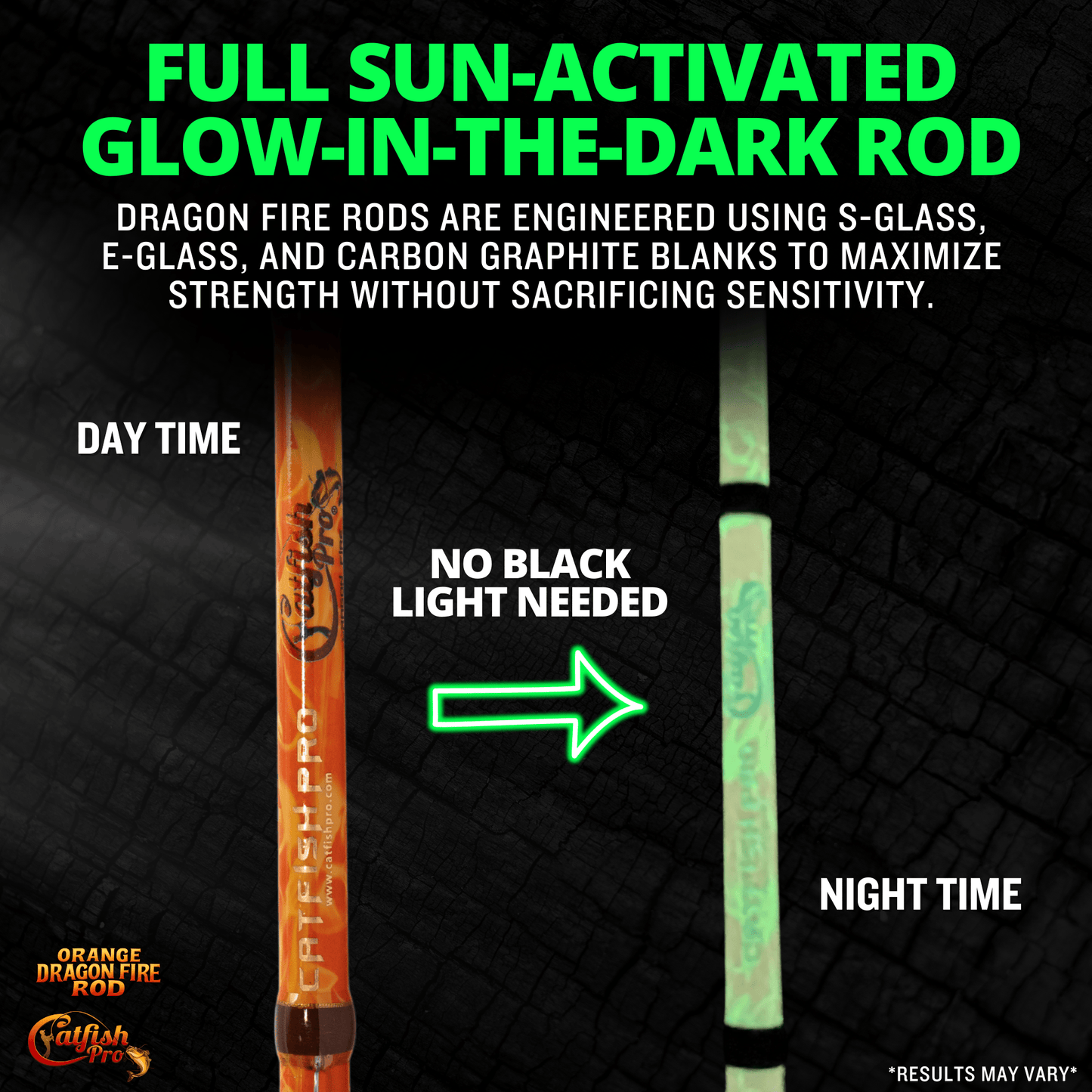 Catfish Pro Orange Dragon Fire Casting Glow Rod
