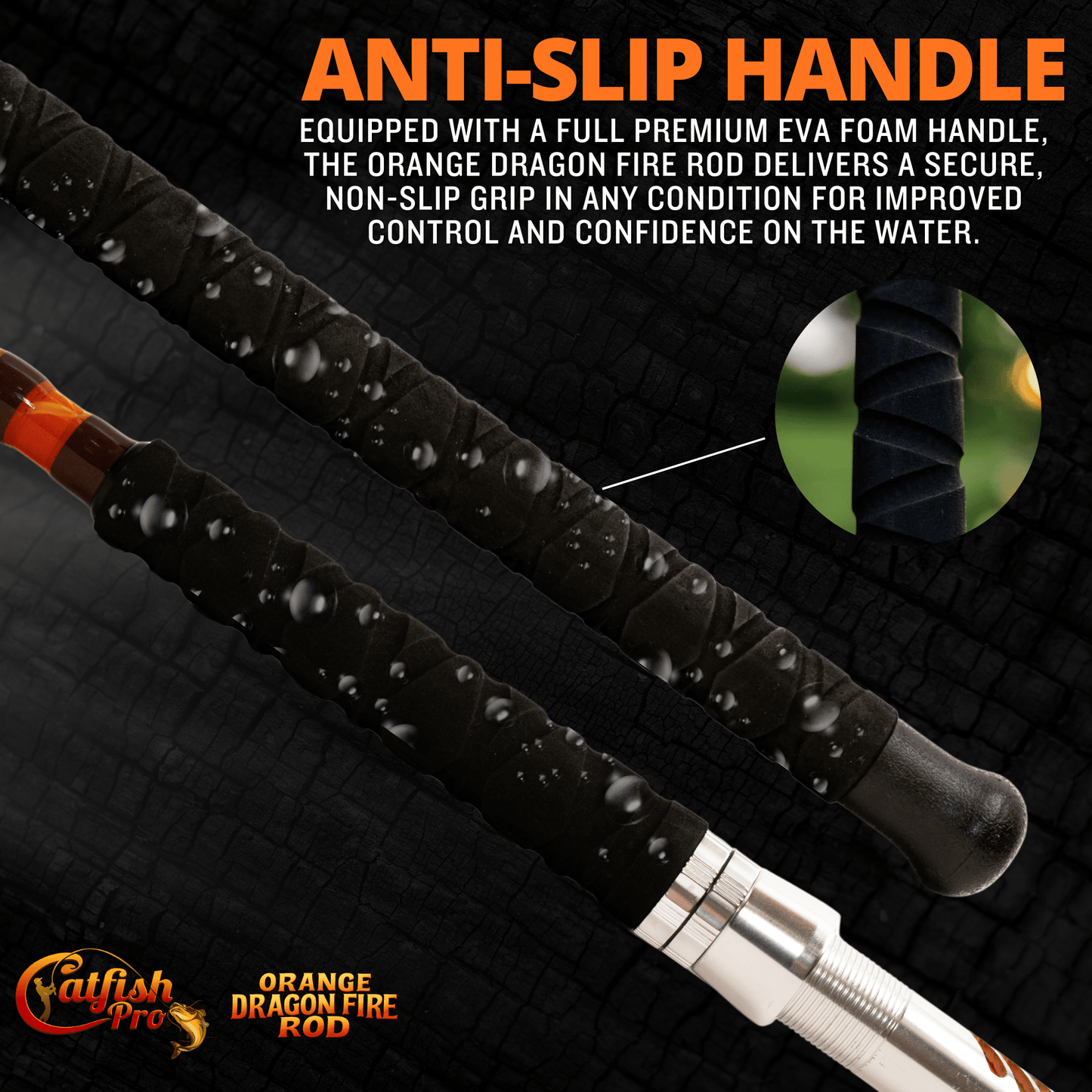 Catfish Pro Orange Dragon Fire Casting Glow Rod