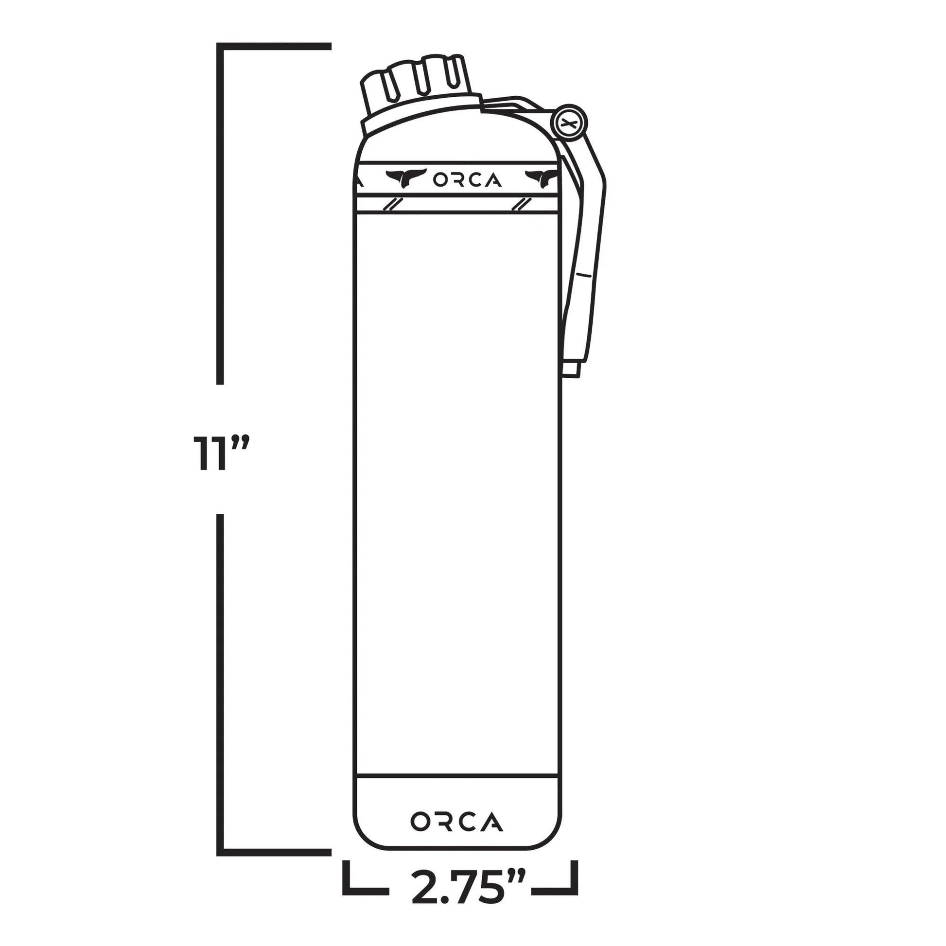 ORCA HYDRA™ 22OZ Water Bottle with Powder Coat Finish & Silicone Grip Whale Tale Handle - Angler's Pro Tackle & Outdoors