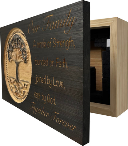 Bellewood Designs - Our Family Tree Roots Wall Decoration Gun Safe - Securely Store Your Gun Safely in Plain Sight