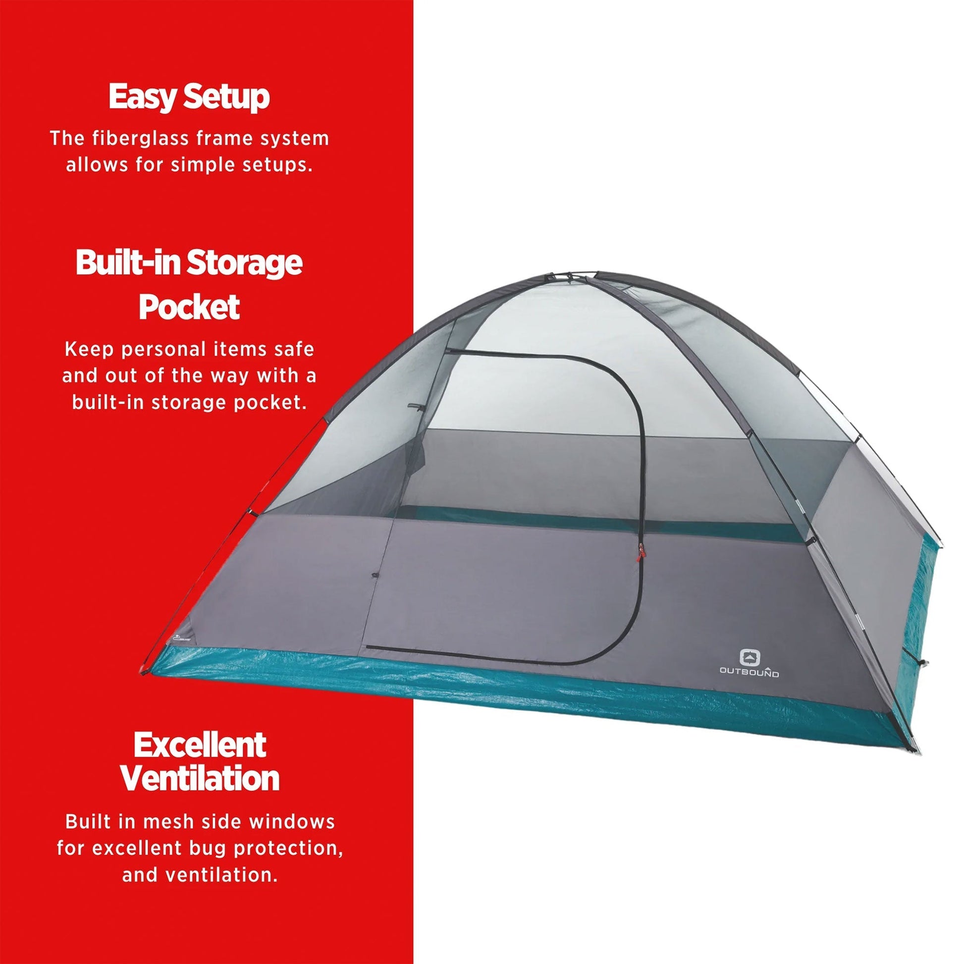 Outbound 8 Person 3 Season Camping Black - Out Dome Tent with Rainfly, Gray/White - Angler's Pro Tackle & Outdoors