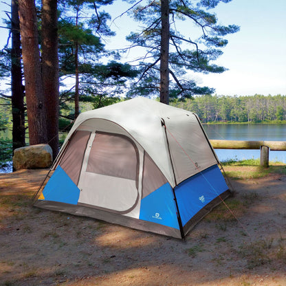 Outbound QuickCamp 6 Person 3 Season Cabin Tent with Rainfly and Carry Bag, Blue - Angler's Pro Tackle & Outdoors