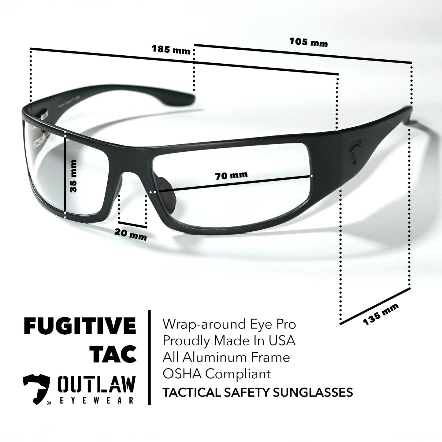 Outlaw Eyewear - Fugitive TAC Ballistic Black / Standard Gray - Angler's Pro Tackle & Outdoors